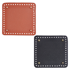 2Pcs 2 Colors Square PU Leather Purse Bottom, with Iron Findings, Knitting Bag Accessories
