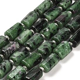 Natural Ruby in Zoisite Beads Strands, with Seed Beads, Faceted Column
