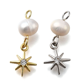 Латунные микро проложить кубического циркония подвески, астеризм, стойки покрытие, долговечный, с натуральной жемчужиной, без кадмия и без свинца