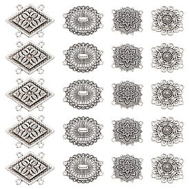 40шт 4 стиль тибетский стиль сплав многожильные звенья, цветок и ромб и овал