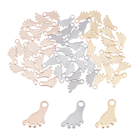 Unicraftale 60Pcs 3 Colors 304 Stainless Steel Charms, Footprint