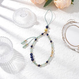 Gemstone Mobile Straps, with Nylon Threads, Bamboo