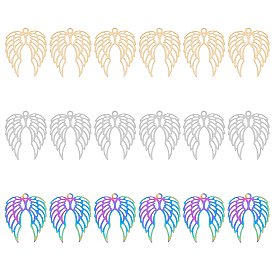 18 шт. 3 цвета 201 подвески из нержавеющей стали, гравированные металлические украшения, крыло