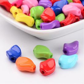 Opaque Acrylic Beads, Twist Rhombus, 15x11x6mm, Hole: 2mm, about 875pcs/500g