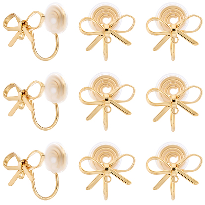 10 латунные серьги-клипсы, с петлей, долговечный, без никеля , бантом