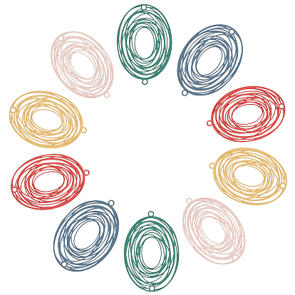40Pcs 5 colors 430 Stainless Steel Links/Connectors, Spray Painted, Etched Metal Embellishments, Oval