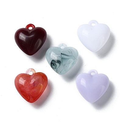 Opaque Acrylic Pendants, Heart Charms