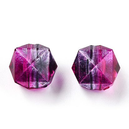 Two Tone Transparent Spray Painted Acrylic Beads, Polygon