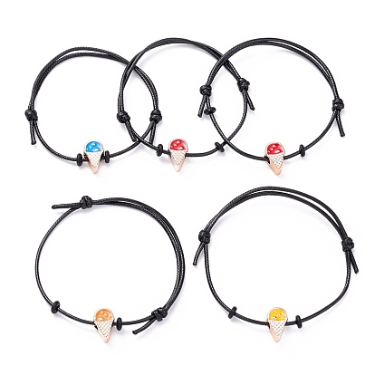 Ice Cream Acrylic Enamel Beads Adjustable Cord Bracelet for Teen Girl Women