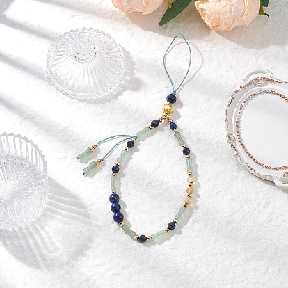 Gemstone Mobile Straps, with Nylon Threads, Bamboo