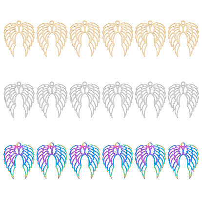 18 шт. 3 цвета 201 подвески из нержавеющей стали, гравированные металлические украшения, крыло