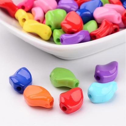 Opaque Acrylic Beads, Twist Rhombus, 15x11x6mm, Hole: 2mm, about 875pcs/500g