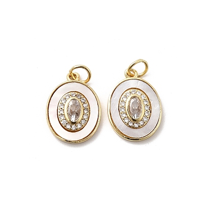 Латунные микро проложить кубического циркония подвески, овальные, с белой скорлупой, стойки покрытие, долговечный, без свинца и без кадмия, с целью перехода в кольце