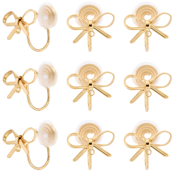 10 латунные серьги-клипсы, с петлей, долговечный, без никеля , бантом