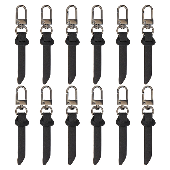 12 шт. подвесные украшения из искусственной кожи, с поворотными застежками сплава, платина