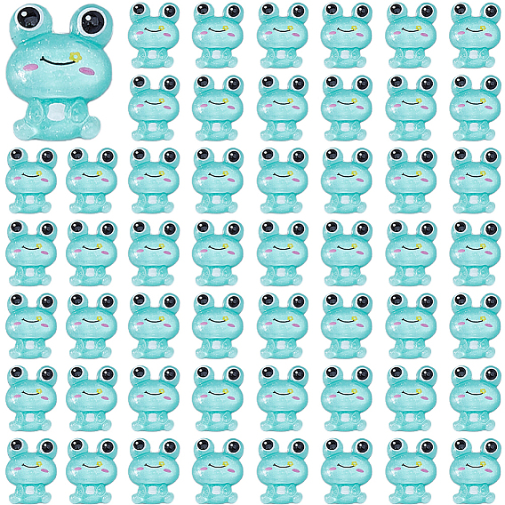 80 шт. Кабошоны из непрозрачной смолы, лягушка