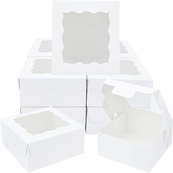 Коробка для выпечки, с окном из ПВХ, картонные коробки подарочные упаковки для печенья, маленькие пирожные, оладья, квадратный