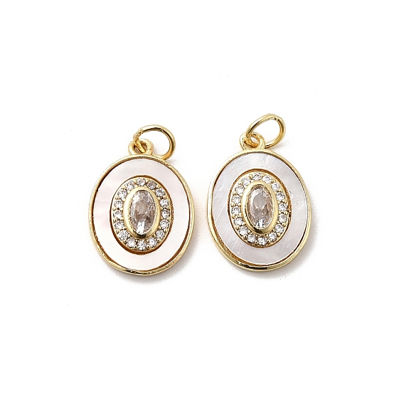 Латунные микро проложить кубического циркония подвески, овальные, с белой скорлупой, стойки покрытие, долговечный, без свинца и без кадмия, с целью перехода в кольце