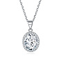 925 Silver Zirconia 3-Ring Set with Oval Pendant Necklace, Earrings - Unique Jewelry