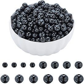 340Pcs 4 Style Non-Magnetic Synthetic Hematite Beads Strands, Beads Strands, Round