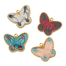 Stainless Steel Pendants, with Enamel, Golden, Butterfly Charm