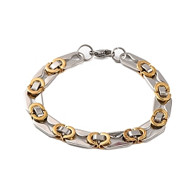 304 Stainless Steel Oval Byzantine Chain Bracelets, with 201 Stainless Steeel Findings