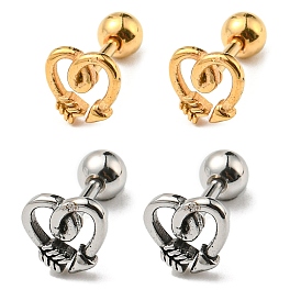 304 Stainless Steel Stud Earrings, Arrow Heart