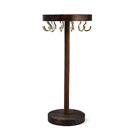 Плоский круглый деревянный держатель-органайзер для очков, с 12шт. золотистых железных крючков