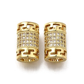 Латунь микропаве прозрачный кубический цирконий европейский бисер, бусины с большим отверстием, колонка, долговечный, стойки покрытие, без свинца и без кадмия