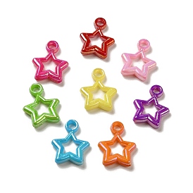 Plating Opaque Acrylic Pendants, AB Color, Star