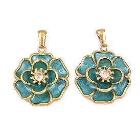 304 из нержавеющей стали горный хрусталь подвески, Эмаль стиле, цветок, золотые