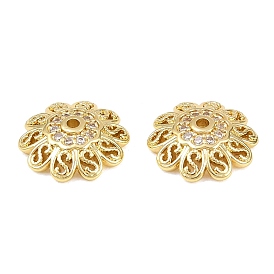 Колпачки для бусин из прозрачного кубического циркония из латуни, цветок