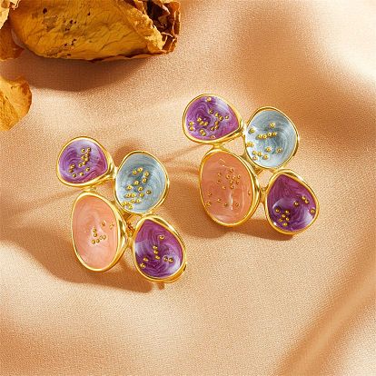 304 овальные серьги-гвоздики из нержавеющей стали, с эмалью