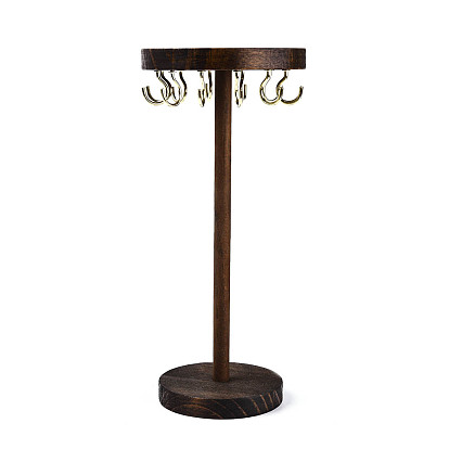 Плоский круглый деревянный держатель-органайзер для очков, с 12шт. золотистых железных крючков