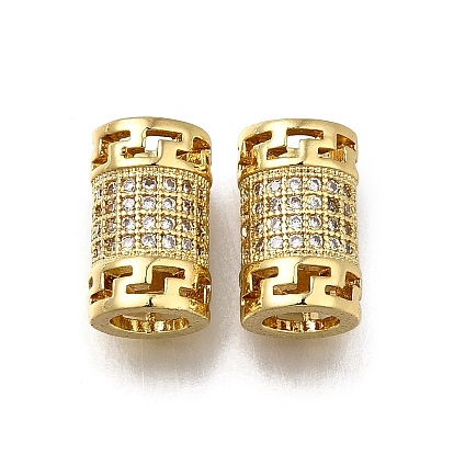 Латунь микропаве прозрачный кубический цирконий европейский бисер, бусины с большим отверстием, колонка, долговечный, стойки покрытие, без свинца и без кадмия