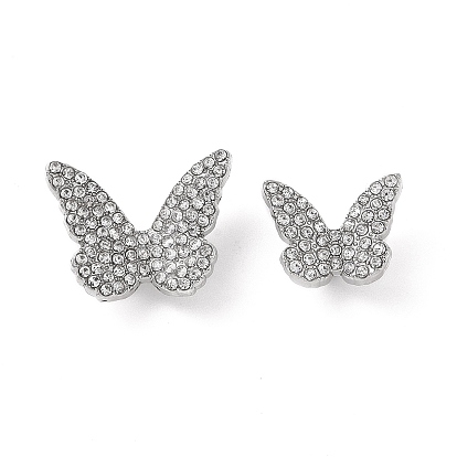 Alloy Crystal Rhinestone Pendants, Butterfly Charms