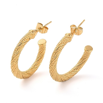 Ion Plating(IP) 304 Stainless Steel Round Stud Earrings, Half Hoop Earrings for Women