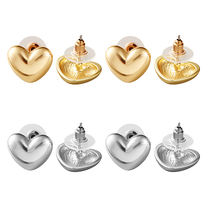 4 пары 2 цветные серьги-гвоздики из сплава, сердце