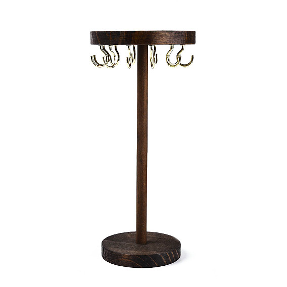 Плоский круглый деревянный держатель-органайзер для очков, с 12шт. золотистых железных крючков