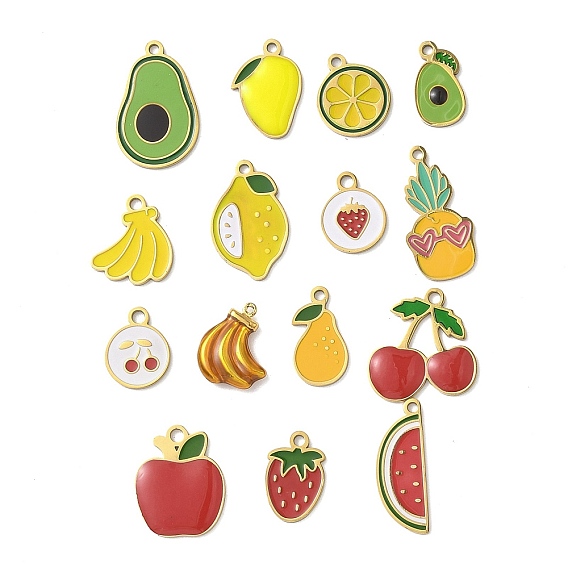 304 эмалевые подвески с фруктами из нержавеющей стали, реальный 18 k позолоченный