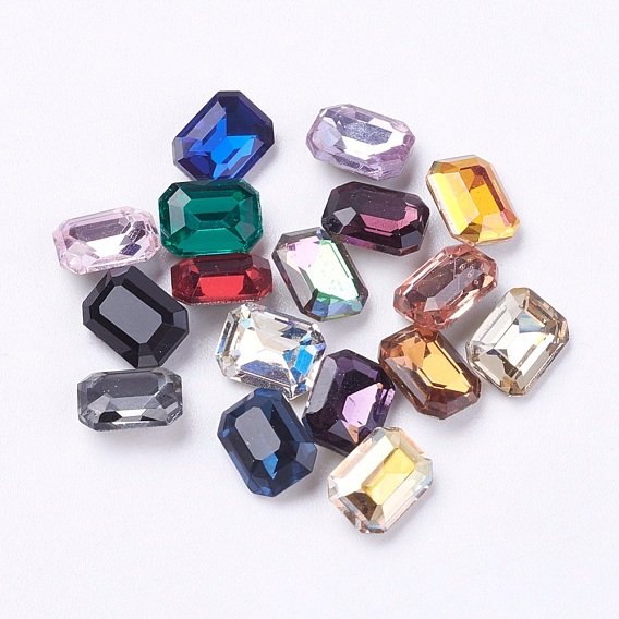 Imitation Austrian Crystal Glass Rhinestone, Grade A, Pointed Back & Back Plated, Rectangle Octagon