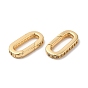 Brass Micro Pave Cubic Zirconia Spring Gate Rings, with Glass, Oval