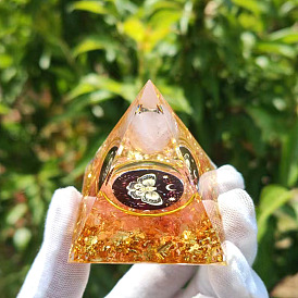 Orgonite Pyramid Resin Energy Generators, Reiki Gemstone Chips Inside for Home Office Desk Decoration
