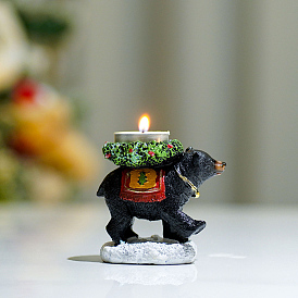 Подсвечник для чайной свечи с медведем из смолы, для украшения дома, Новогодняя тема