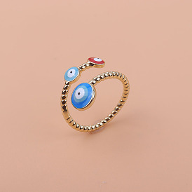 Blue Oil Drop Eye Ring with Devil's Eye Design for Women