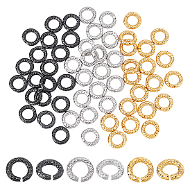 60шт 3 цвета латуни открытые соединительные кольца, текстурированное круглое кольцо