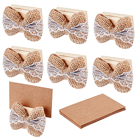 Olycraft 6 Sets Wood Place Card Holders, for Memo Note Name Sign Wedding Party Birthday, Bowknot