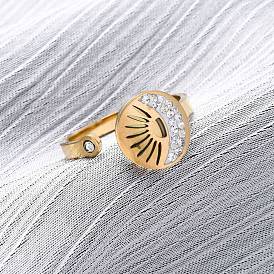 304 нержавеющая сталь с манжетными кольцами из стразов, ионное покрытие (ip), плоские круглые с сглаза