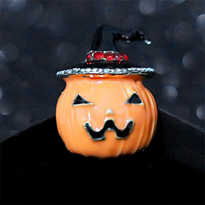 Sparkling Pumpkin Rhinestone Brooch for Christmas and Halloween