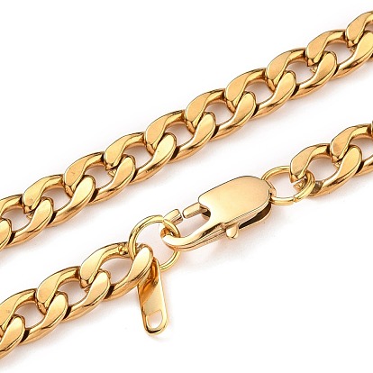 Men's 304 Stainless Steel Cuban Link Chain Necklaces, Chunky Chain Necklaces, with Lobster Claw Clasps